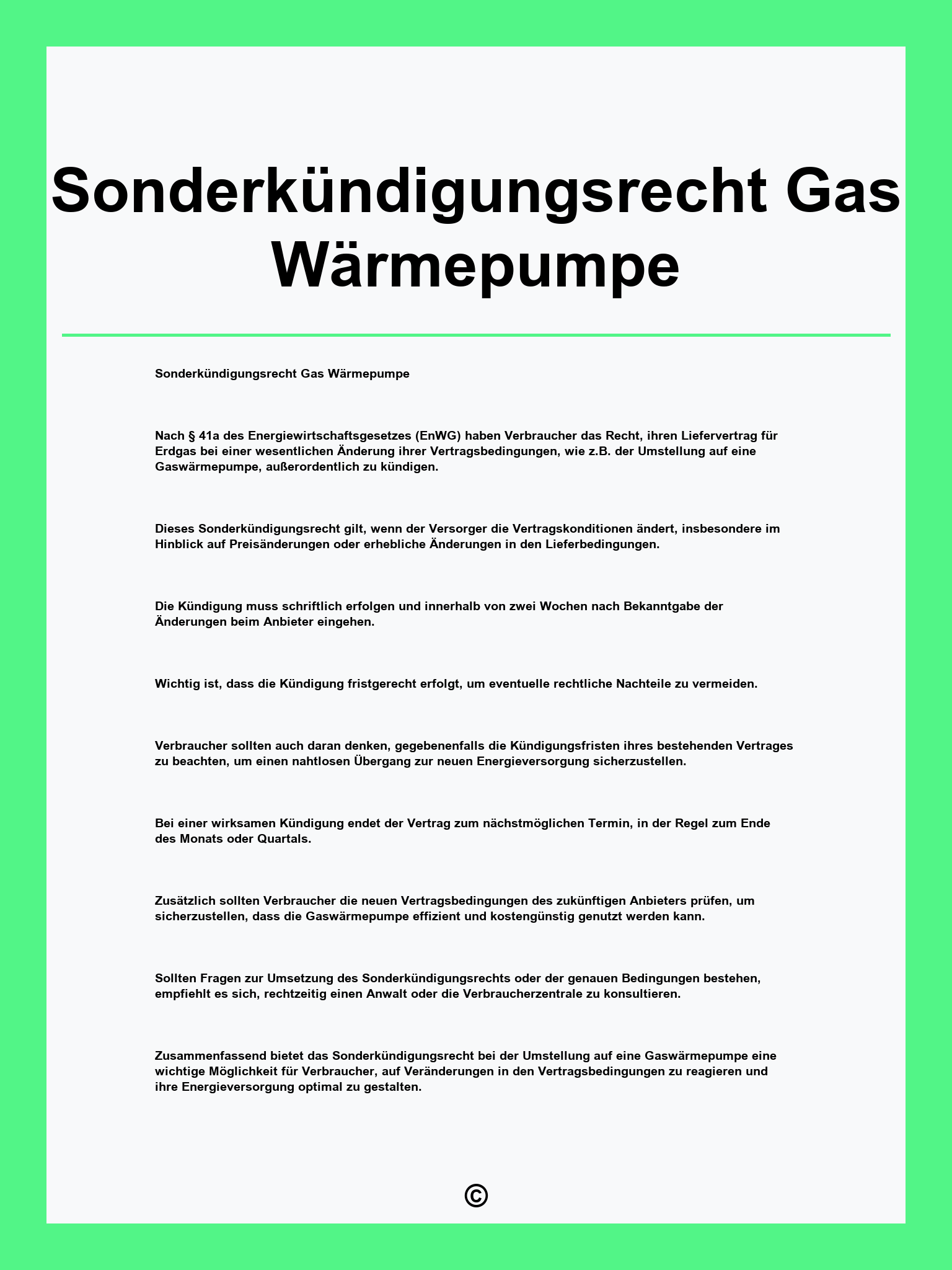Sonderkündigungsrecht Gas Wärmepumpe