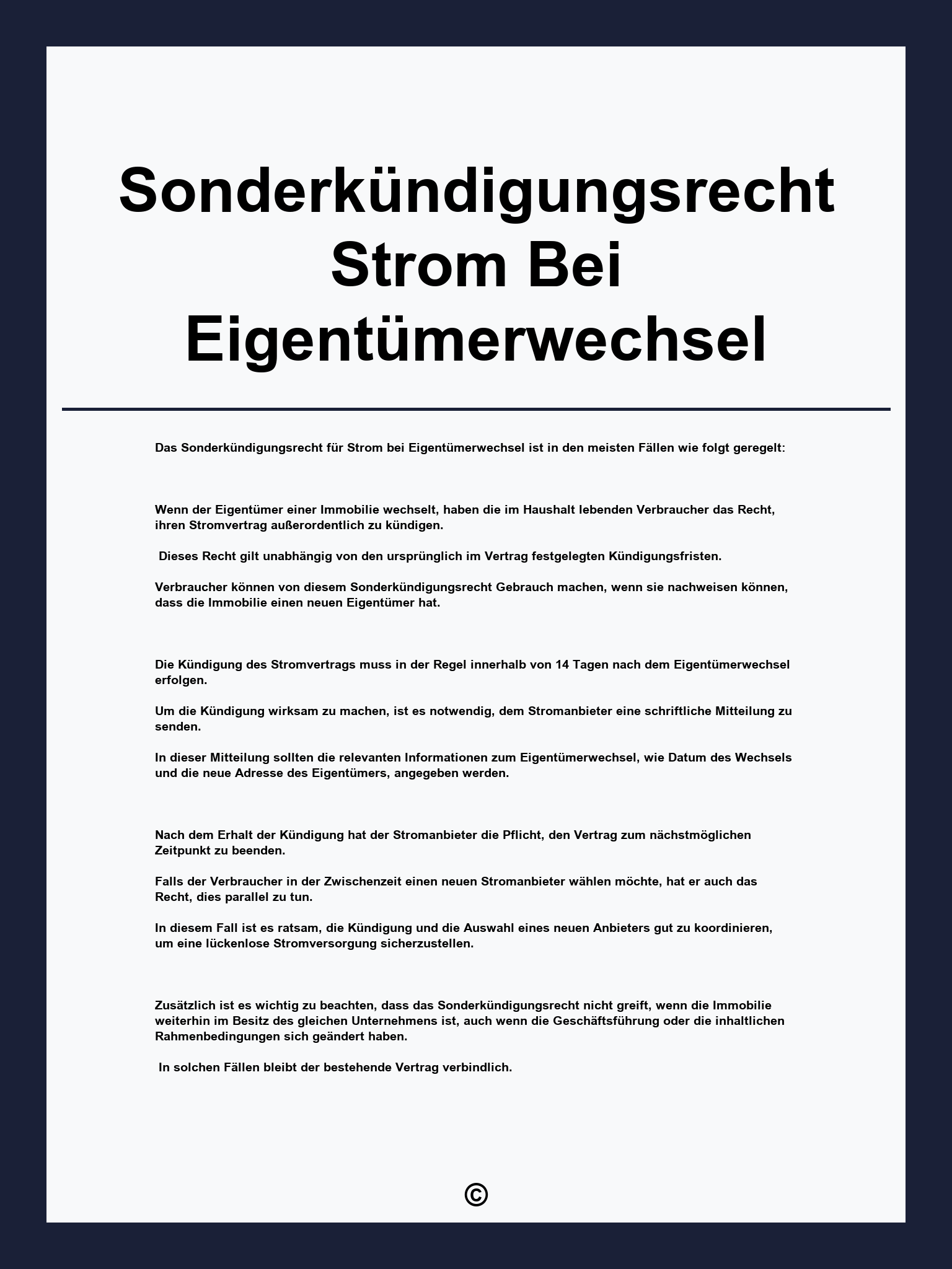 Sonderkündigungsrecht Strom Bei Eigentümerwechsel