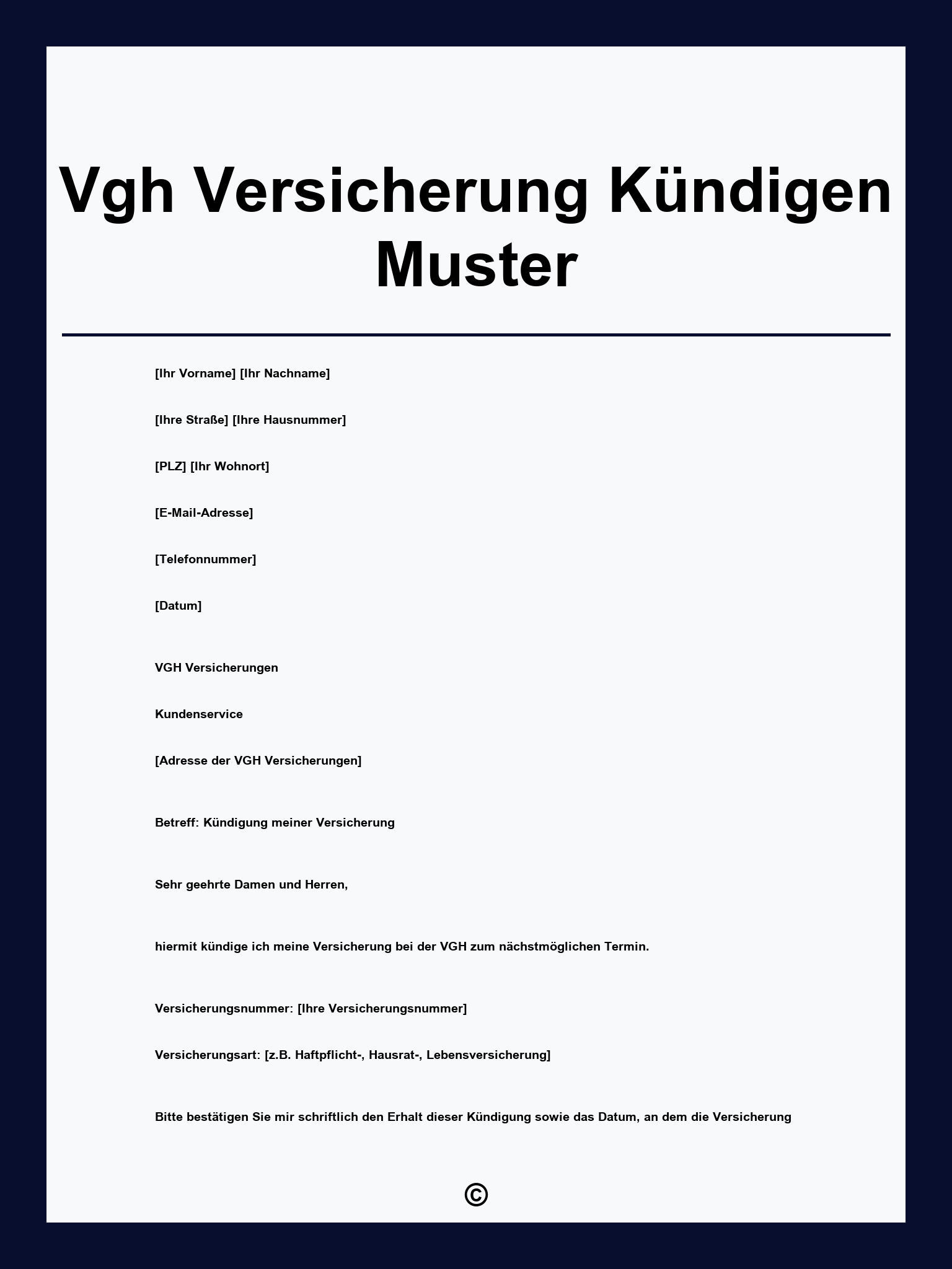 Vgh Versicherung Kündigen Muster