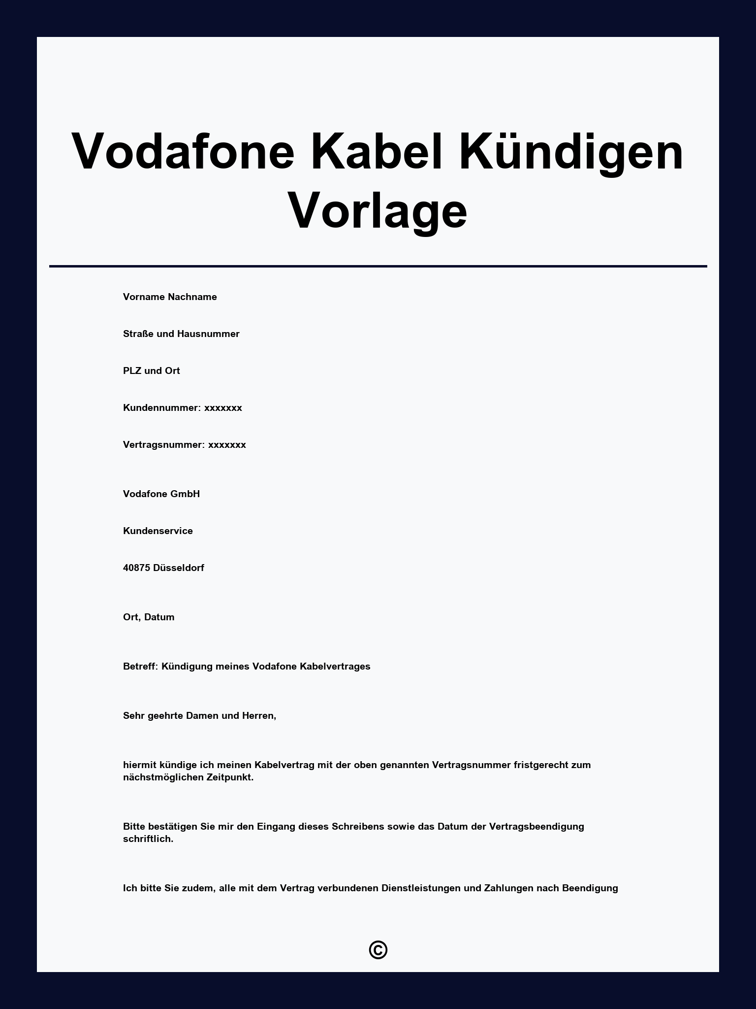 Vodafone Kabel Kündigen Vorlage