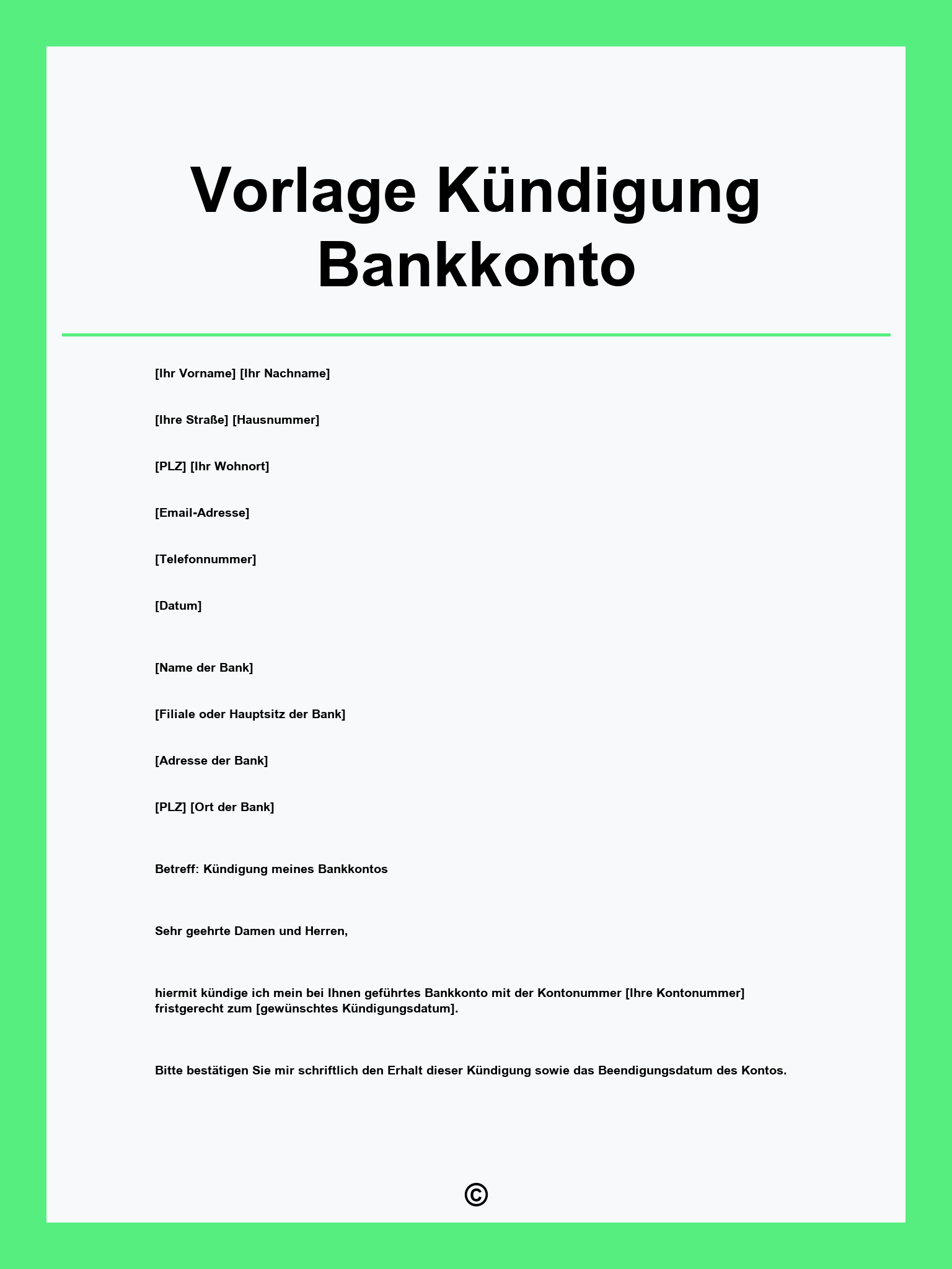 Vorlage Kündigung Bankkonto