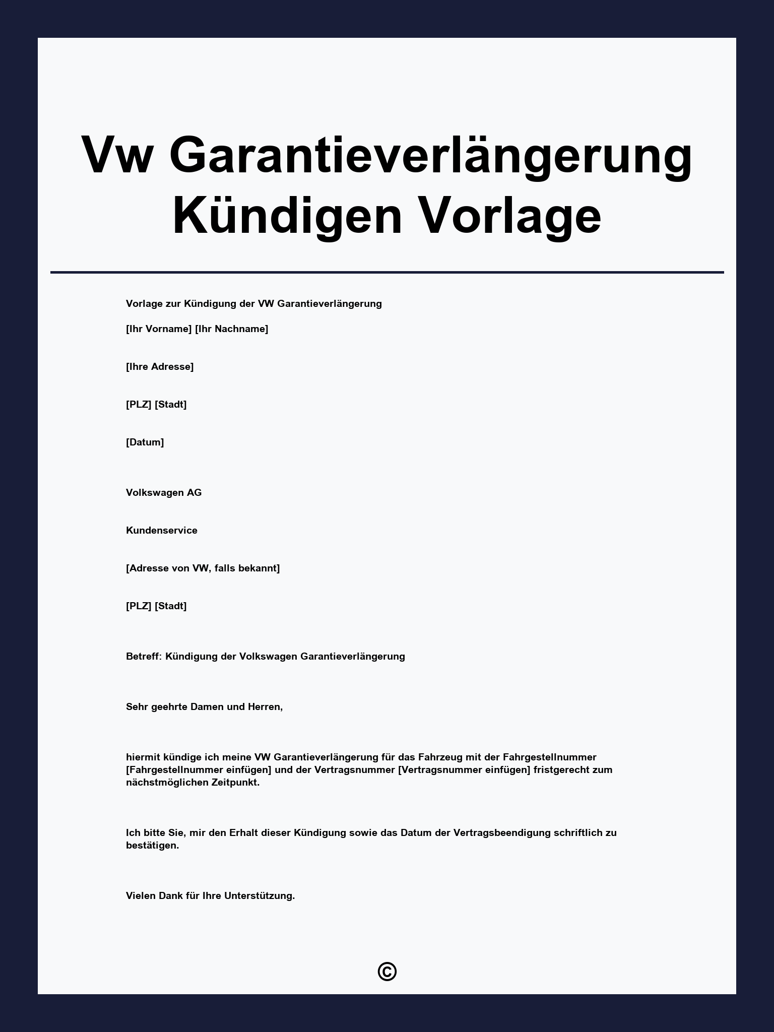 Vw Garantieverlängerung Kündigen Vorlage