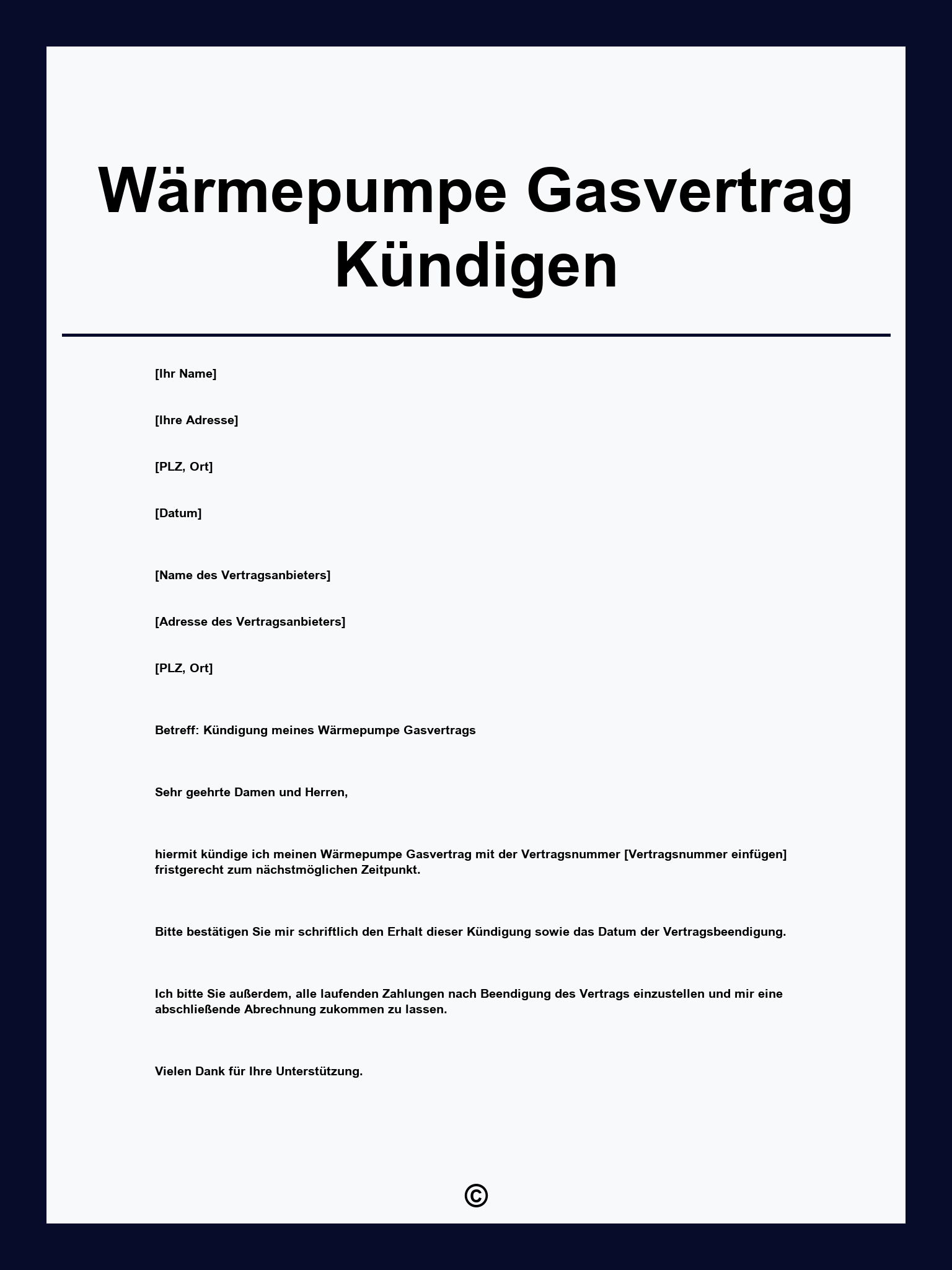 Wärmepumpe Gasvertrag Kündigen