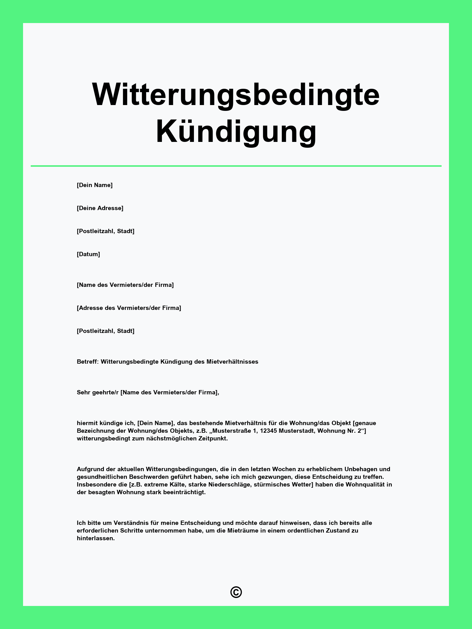 Witterungsbedingte Kündigung